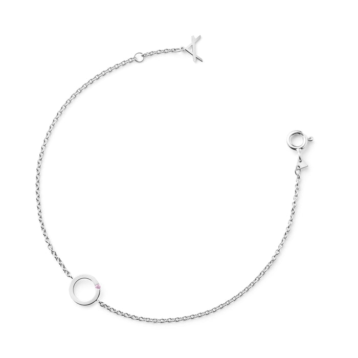 18 CARAT WHITE GOLD BRACELET SHELLY WITH PINK DIAMOND - Delicate Jewellery Australia